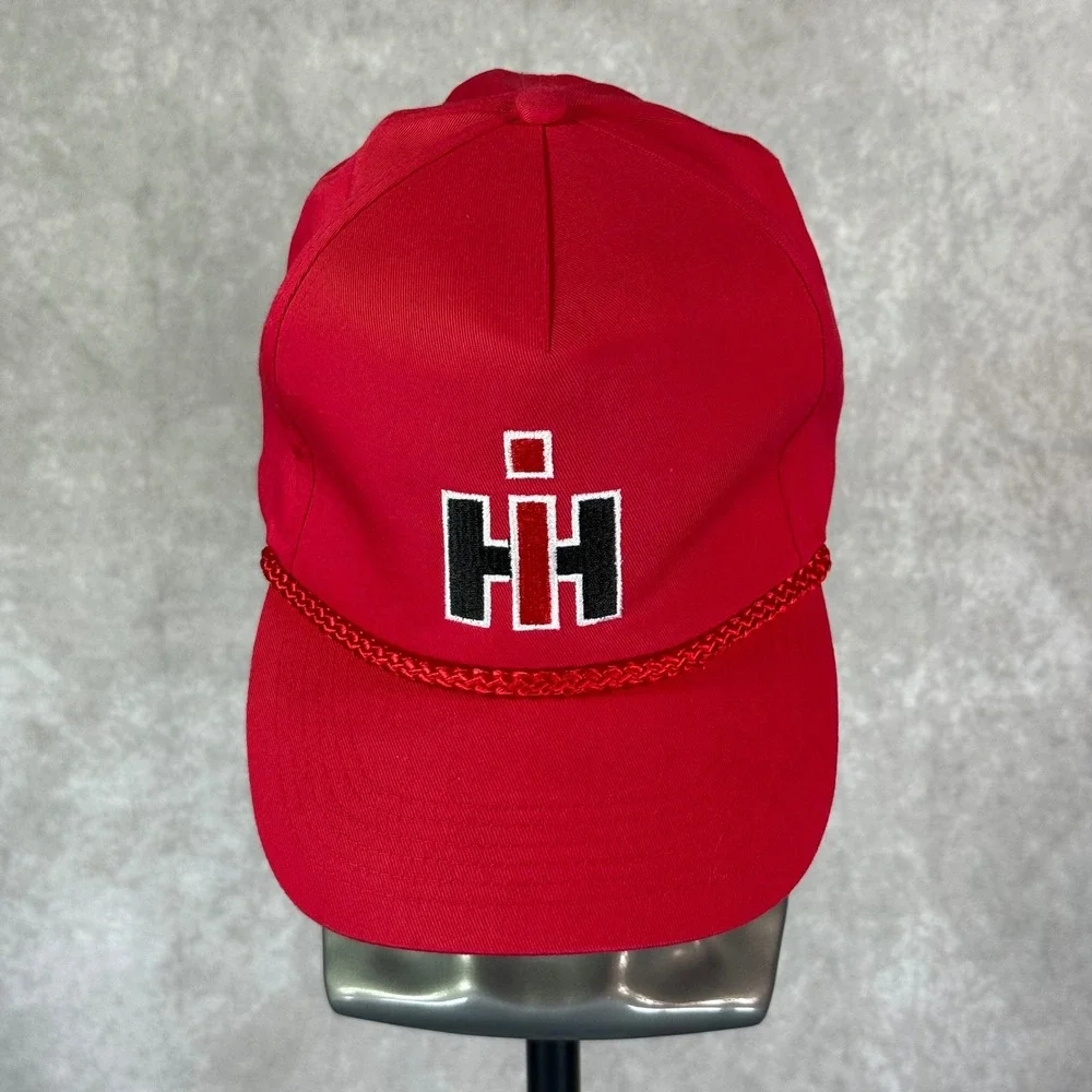 International Harvester Trucker Hat Men OSFM Red Solid Rope Logo Snapback Cap